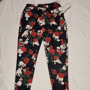 Zara | Floral Rose Print Black Pants Gucci Inspired
